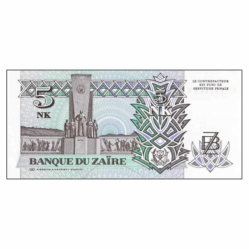 Zaire 1993, 5 Nuevo Makuta (UNC) - P-48a