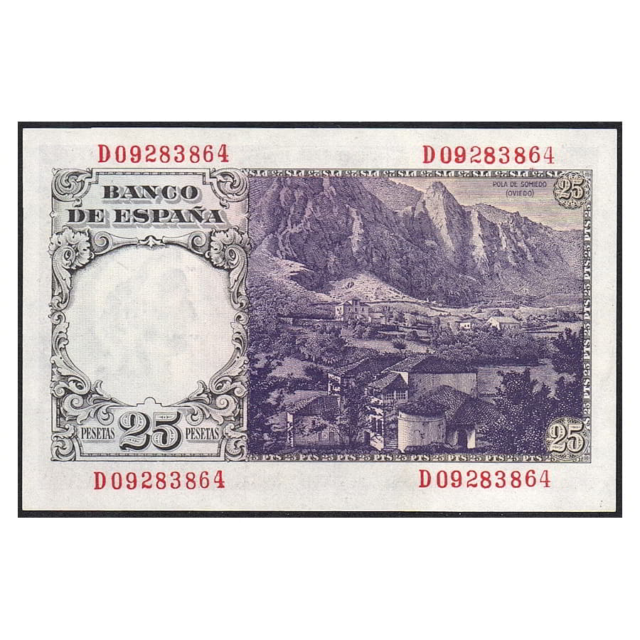 España 1946 [BLL] 25 pesetas. Estado Español. Flórez Estada (SC)