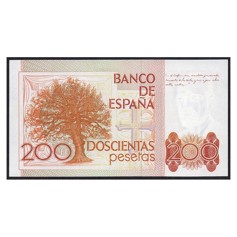 España 1980 [BLL] 200 pesetas. Juan Carlos I. Leopoldo Alas Clarín (SC)