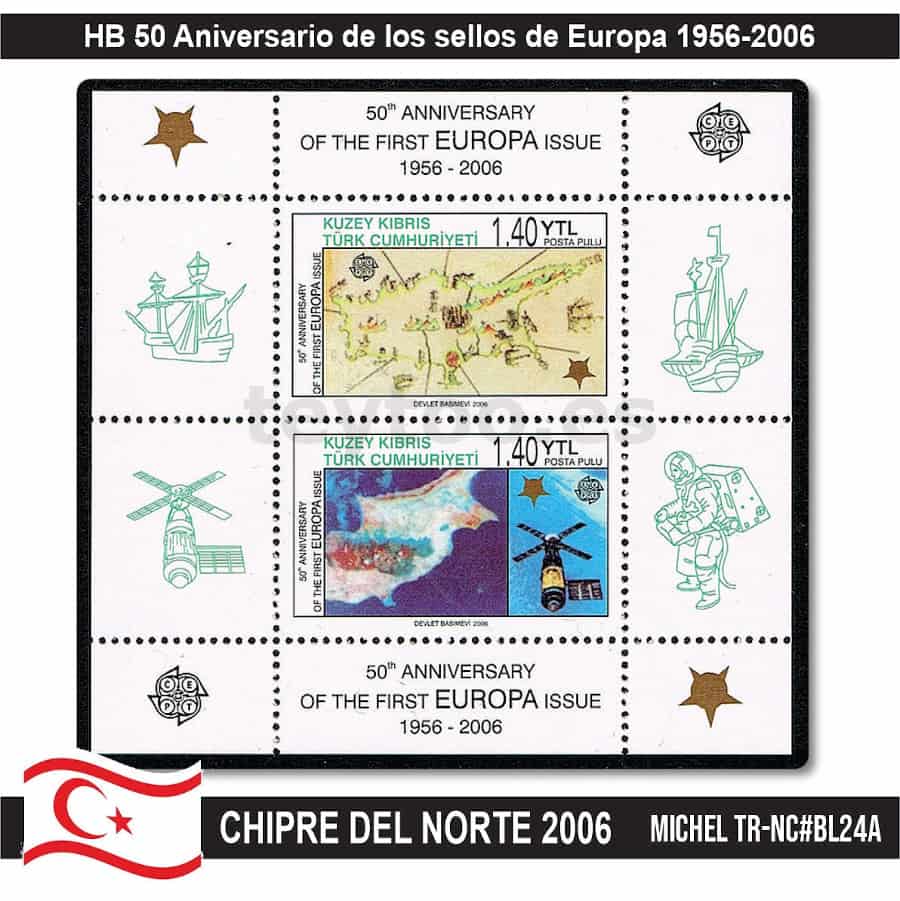 Chipre del Norte 2006. HB 50 años de sellos de Europa (MNH) MI#BL24A