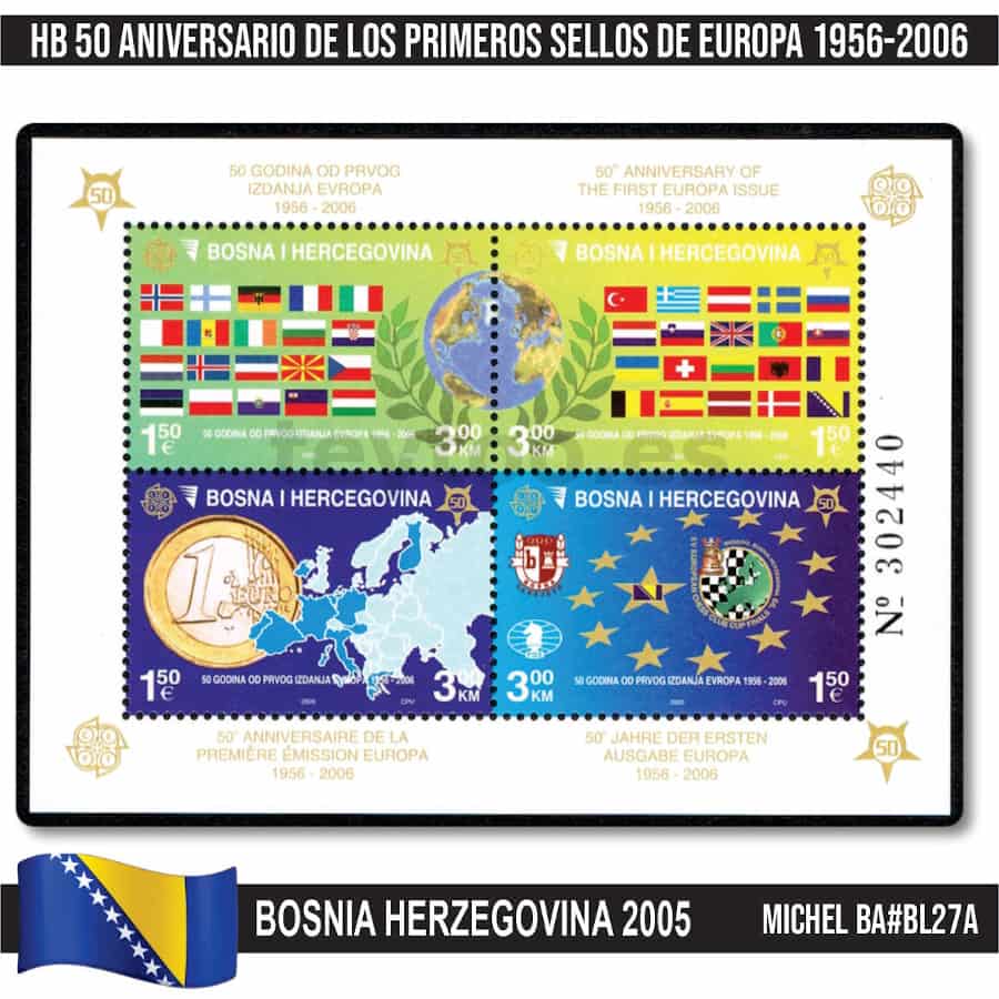 Bosnia Herzegovina 2005. HB 50 Aniversario sellos de Europa (MNH) MI#BL27A