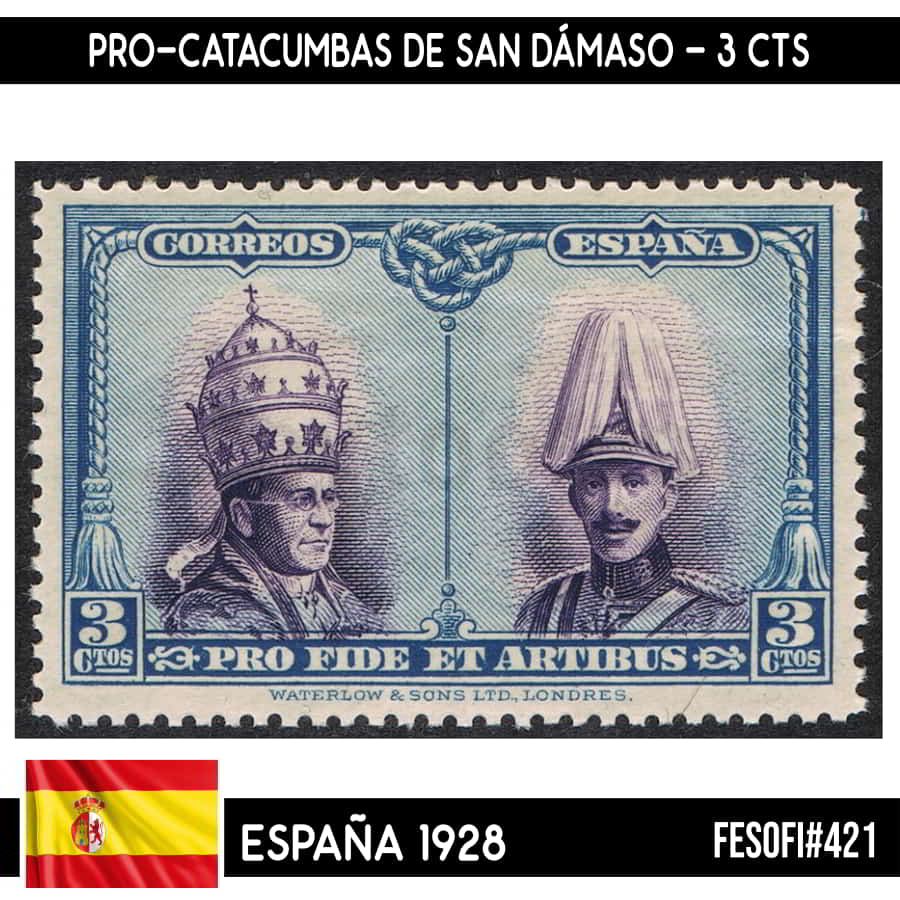España 1928. Pro-Catacumbas San Dámaso, 3 cts (MNH) FES#421