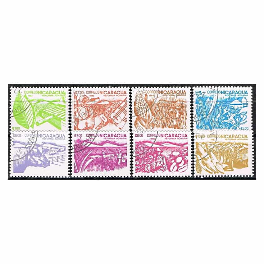 Nicaragua 1983, Serie Reforma Agraria (CTO) - SCOTT 1298-1305