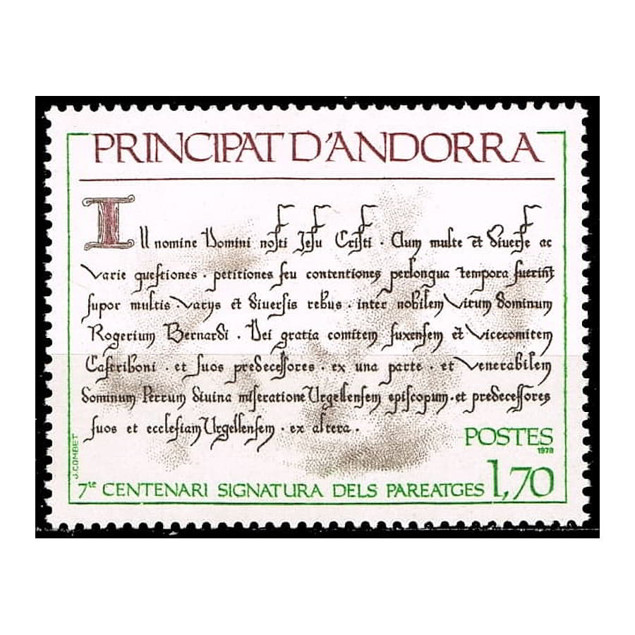 Andorra (Fr) 1978 [SLL] VII Centenario firma Pareatge, fundador de Andorra (MNH)