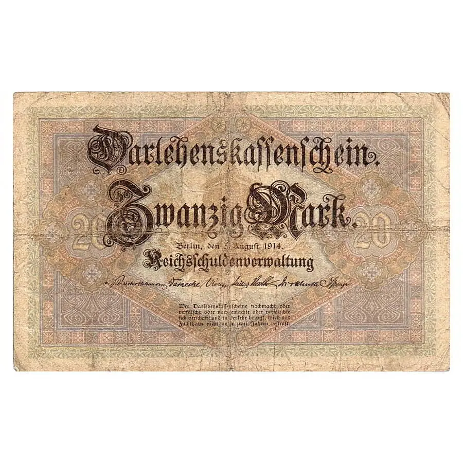 Alemania 1914 [BLL] 20 marcos. Darlehenskassenschein (BC-)