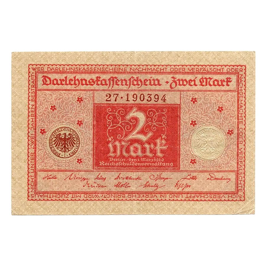 Alemania 1920 [BLL] 2 marcos. Darlehnskassenschein (EBC)