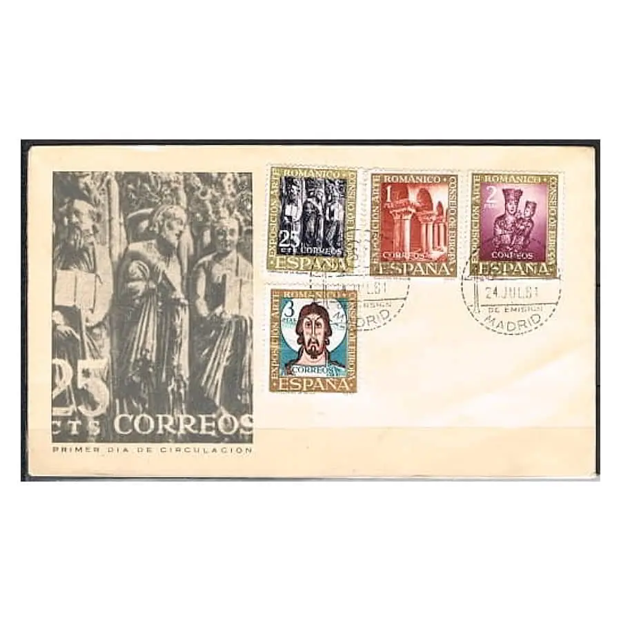 España 1961 [FDC] Serie Exposición Arte Románico (C)
