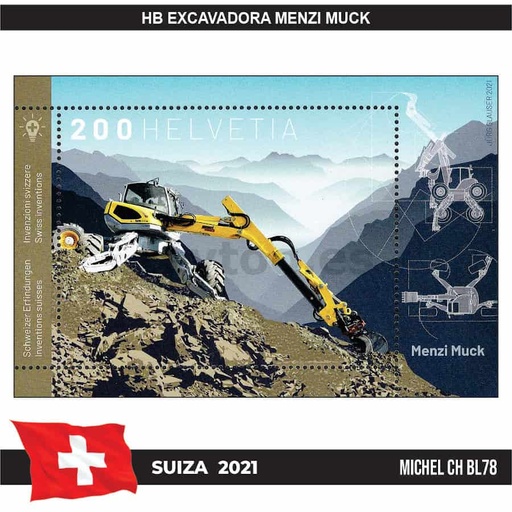 [C2291#] Suiza 2021. HB Excavadora Menzi Muck (MNH) MI#BL78