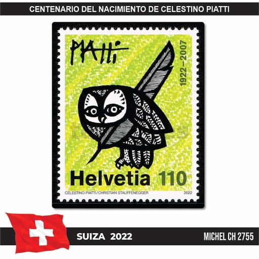 [C2297#] Suiza 2022. Centenario nacimiento de Celestino Piatti (MNH) MI#2755