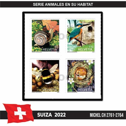 [C2300#] Suiza 2022. Animales en su hábitat (MNH) MI#2761-2764