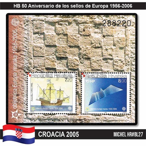 [C1082.1#] Croacia 2005. HB 50 años de sellos de Europa (MNH) MI#BL27