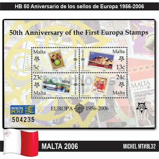 [C1830.1#] Malta 2006. HB 50 años de sellos de Europa (MNH) MI#BL32