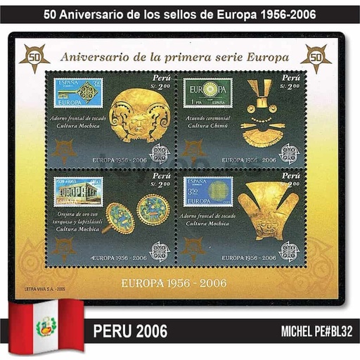 [C2368#] Perú 2005. HB 50 años de sellos de Europa (MNH) MI#BL32