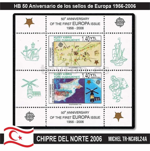 [C2373#] Chipre del Norte 2006. HB 50 años de sellos de Europa (MNH) MI#BL24A