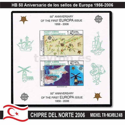 [C2374#] Chipre del Norte 2006. HB 50 años de sellos de Europa (MNH) MI#BL24B