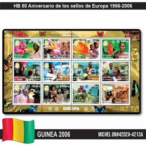 [D0225#] Guinea 2006. HB 50 Aniversario de los sellos de Europa (MNH) MI#4202A-4213A