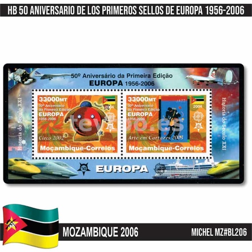 [C2225.1#] Mozambique 2006. HB 50 Aniversario sellos de Europa (MNH) MI#BL206