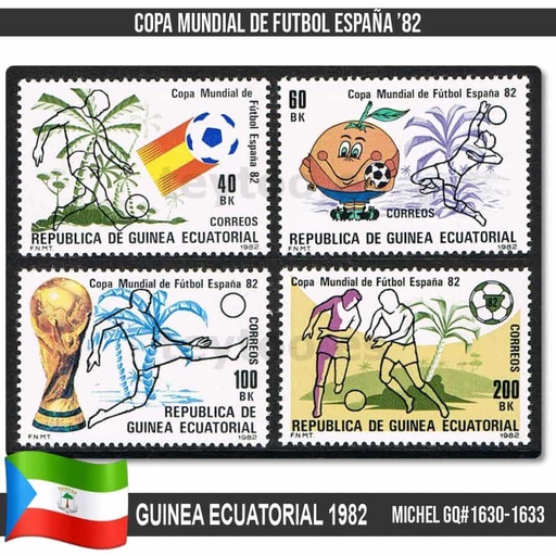 [B0795#] Guinea Ecuatorial 1982. Mundial de Fútbol España 82 (MNH) MI#1630-1633