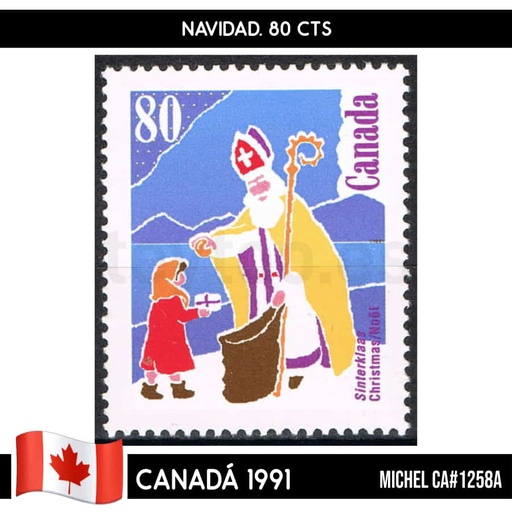 [B0516.1#] Canadá 1991. Navidad, 80 cts (MNH) MI#1258A