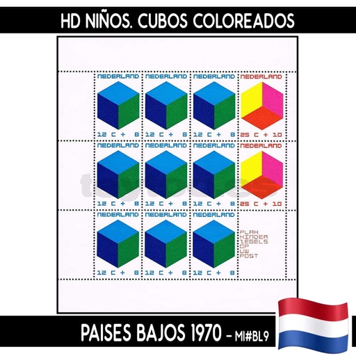 [D0050#] Países Bajos 1970. HB Pro-Niños. Cubos coloreados (MNH) MI#BL9