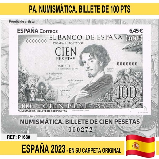 [P0168#] España 2023. PA Numismática. Billete de 100 pesetas (N)