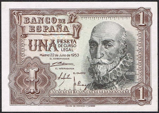 [C0298.2#] España 1953. 1 peseta (UNC) P144a.2