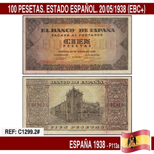 [C1409.3#] España 1938. 100 pts. Estado Español (ECB+) P113a