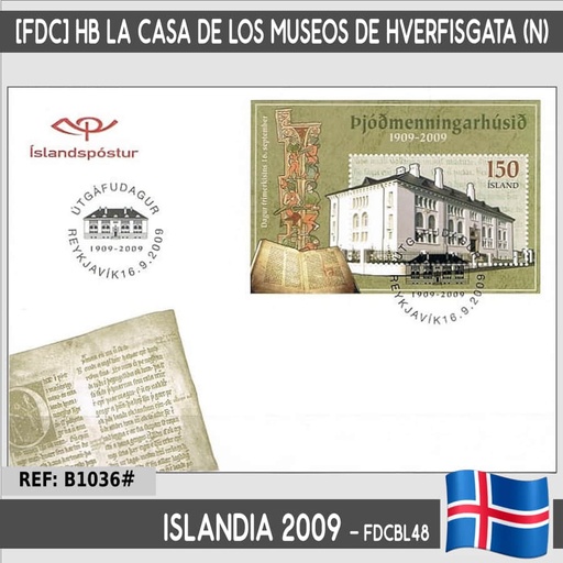 [B1037#] Islandia 2009 [FDC] HB La casa de los museos de Hverfisgata (N)
