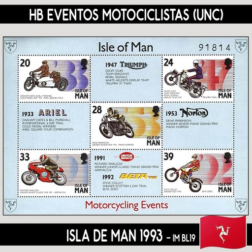 [D0155#] Isla de Man 1993. HB Eventos Motociclistas (MNH)