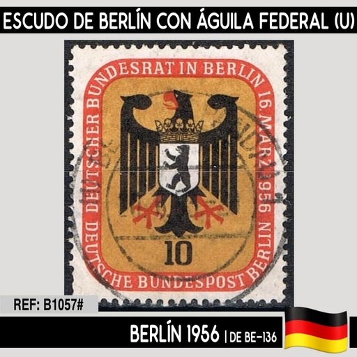 [B1057#] Berlín 1956. Escudo de Berlín con el águila Federal 10 Pf. (U)