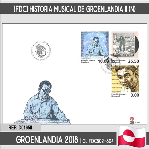 [D0165.#] Groenlandia 2018 [FDC] Historia de la Música en Groenlandia II (N)