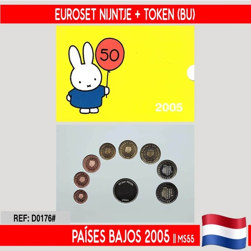[D0176#] Países Bajos 2005. Set oficial Euros Nijntje (BU)