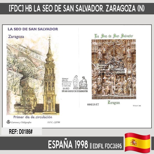 [D0186.#] España 1998 [FDC] HB Seo de San Salvador de Zaragoza (N)