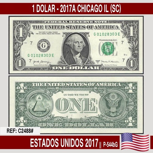 [C2488#] Estados Unidos 2017. 1 dolar. Chicago IL 2017A (UNC) P-544bG