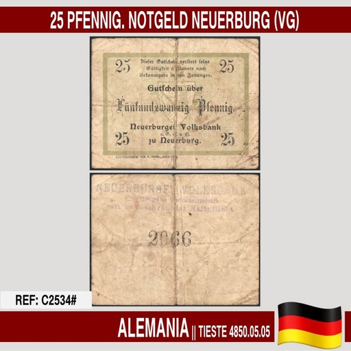 [C2534#] Alemania. 25 pf. Notgeld Neuerburg (VG)