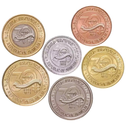 [C2634#] Armenia 2023. Lote 30 Aniversario de la Moneda Nacional (SC) KM_450-455