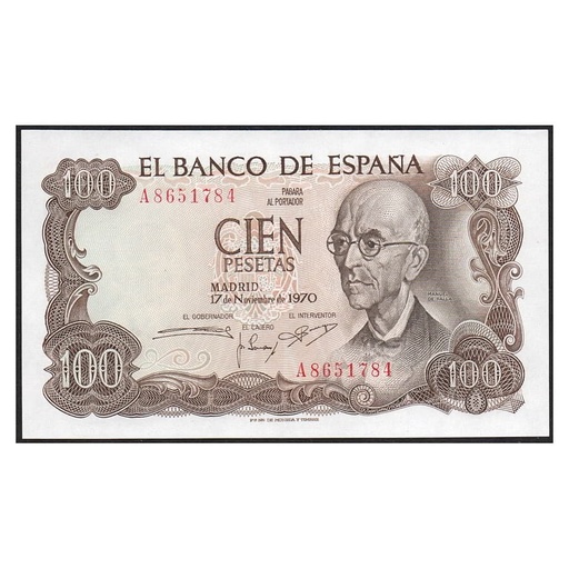 [C2786#] España 1970 [BLL] 100 pesetas. Estado Español. Manuel de Falla (SC)