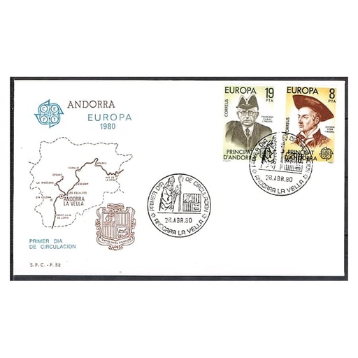 [C0150#] Andorra 1980 [FDC] Serie Europa: Personajes (N)
