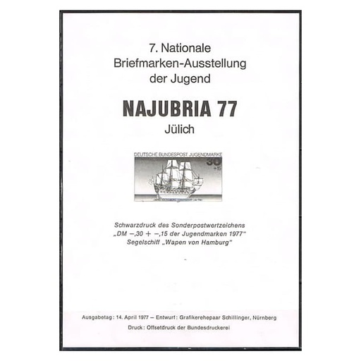 [C0131#] Alemania 1977 [DOC] Hoja NAJUBRIA 77. Hoja para matasellos (MNH)