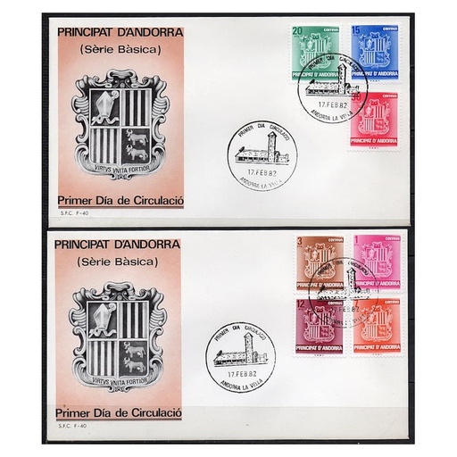 [C0158#] Andorra 1982 [FDC] Lote Serie Básica (N)