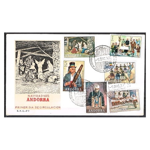 [C0163#] Andorra 1972 [FDC] Serie Costumbres populares + Navidad (N)