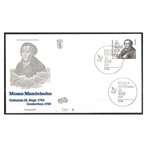 [C0144#] Berlín 1979 [FDC] 250 Aniversario nacimiento de Moses Mendelsohn (N)