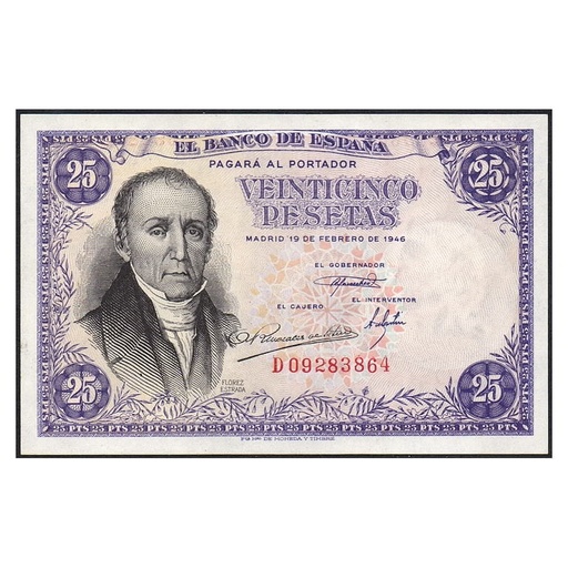 [C2798#] España 1946 [BLL] 25 pesetas. Estado Español. Flórez Estada (SC)