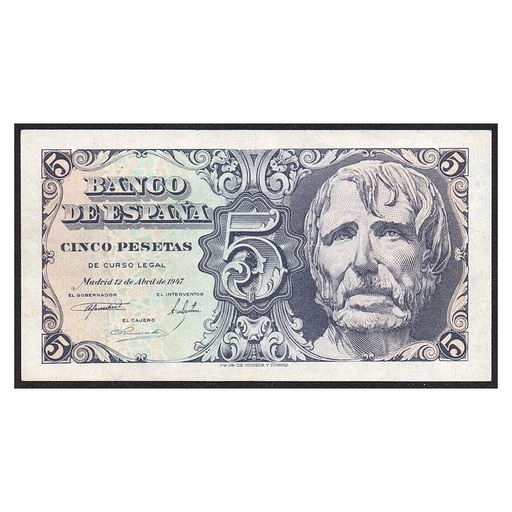 [C0159#] España 1947 [BLL] 5 pesetas. Estado Español. Séneca (EBC)