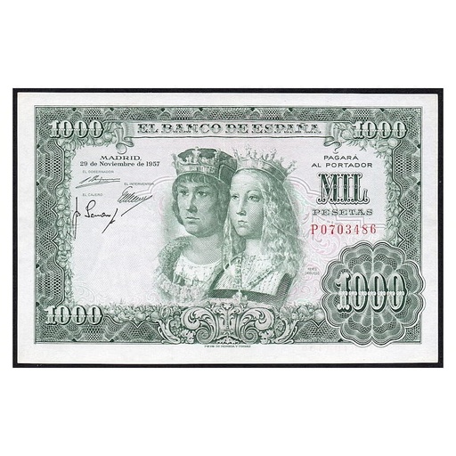 [D0304#] España 1957 [BLL] 1.000 pesetas. Estado Español. Reyes Católicos (EBC)