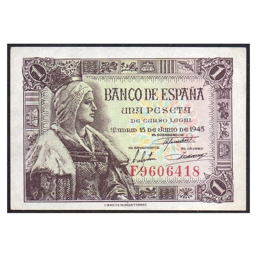 [B1010#] España 1945 [BLL] 1 peseta. Estado Español. Isabel La Católica (XBC)