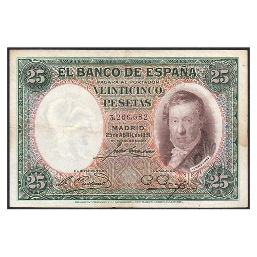 [B0982#] España 1931 [BLL] 25 pesetas. II República. Vicente López (BC)