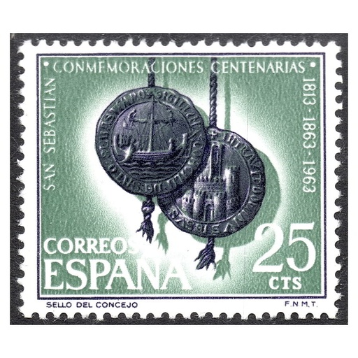 [B1018#] España 1963 [SLL] Conmemoraciones Centenarias. San Sebastián. 25 cts (MNH)