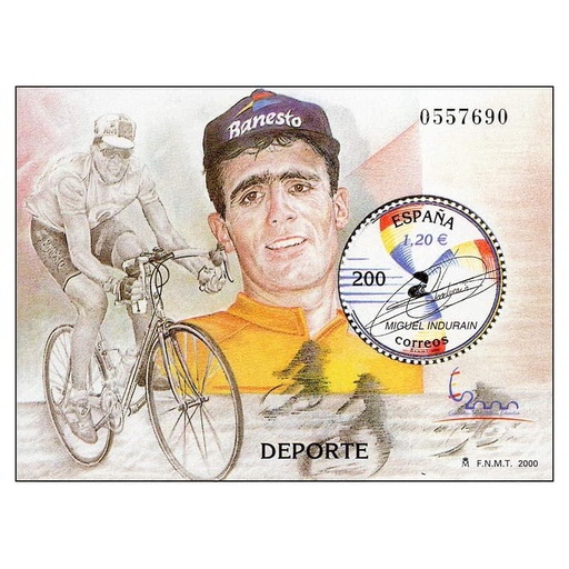 [C2649#] España 2000 [SLL] HB Exposición España 2000. Miguel Indurain (MNH)