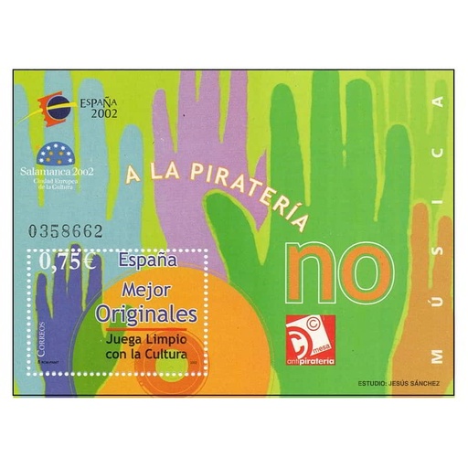 [C2699#] España 2002 [SLL] HB Expo Filatelia juvenil. No a la piratería (MNH)